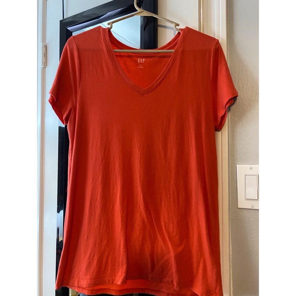 Gap Orange V Neck Top